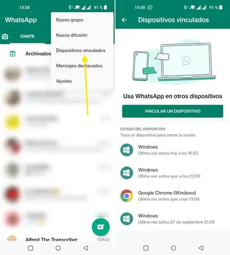 Revisar sesiones activas para saber si están espiado WhatsApp