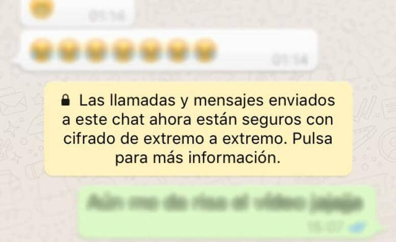 Por qué aparece cifrado de extremo a extremo en WhatsApp