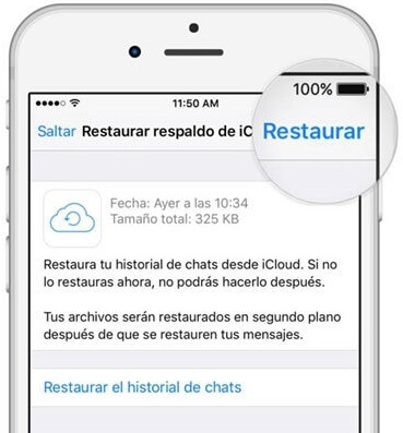 recuperar mensajes de WhatsApp eliminados por el remitente por iCloud