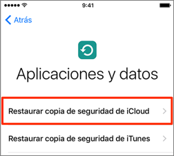 Restaurar copia de seguridad de iCloud