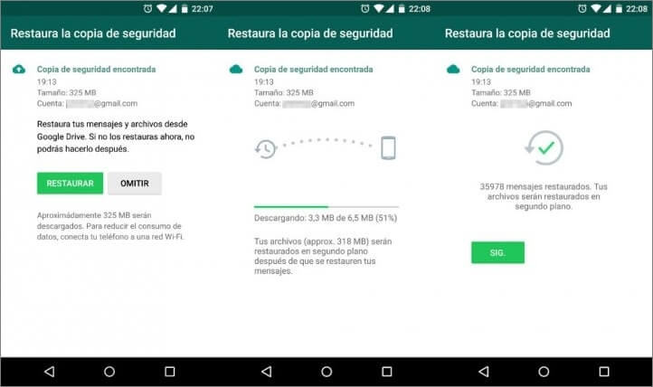 Restaurar copia de seguridad de WhatsApp Business via Google Drive