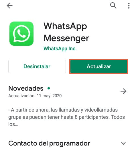 Actualizar WhatsApp a la última versión