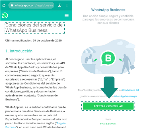 los términos de servicio de WhatsApp Messenger