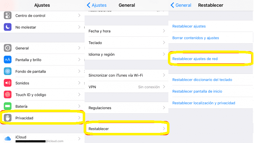 Restablecer la configuración de red