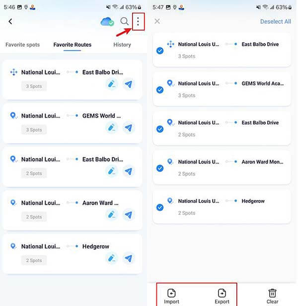 anyto android import export gpx