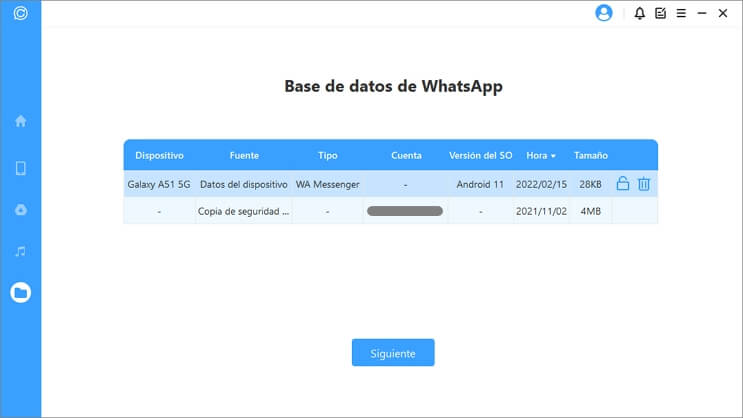lista de copias de seguridad de whatsapp