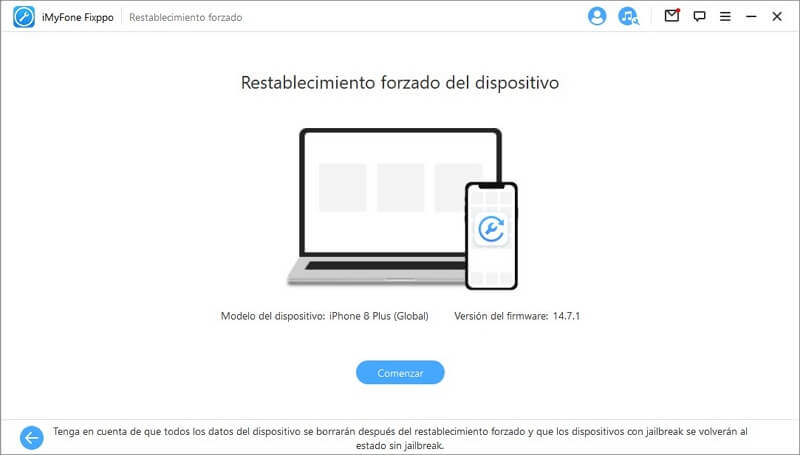 comenzar a restablecer iPhone con Fixppo