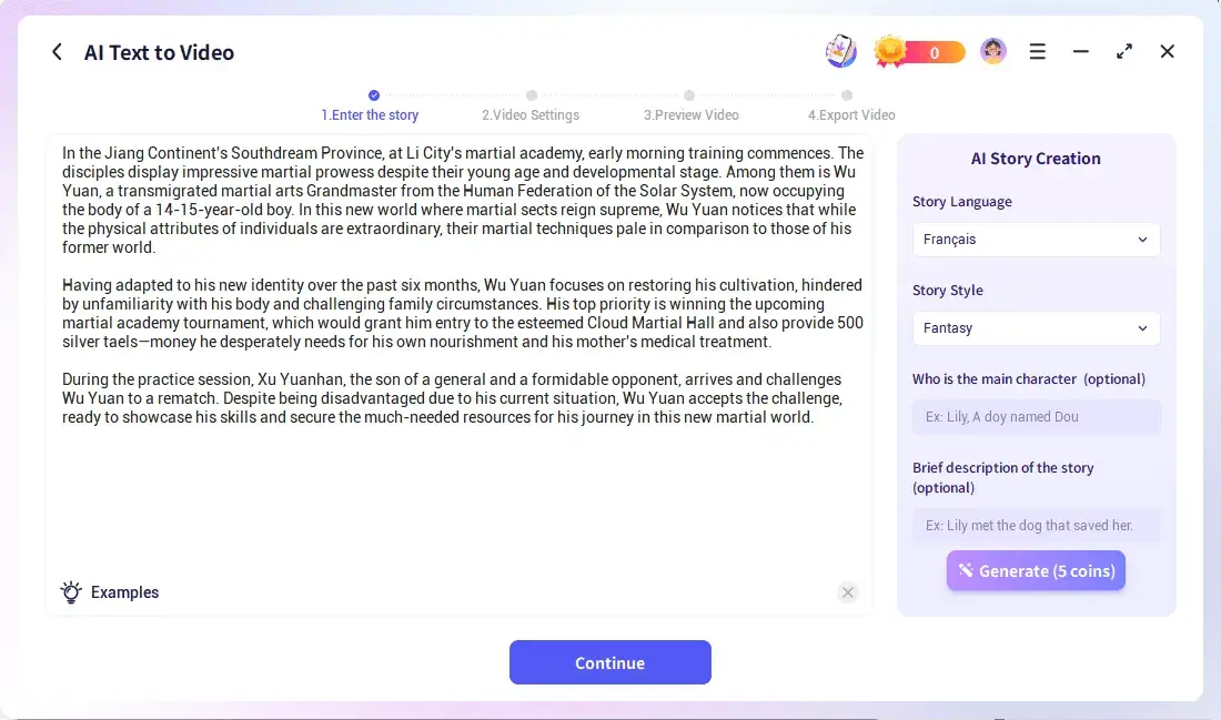 crear videos con textos con Novi AI