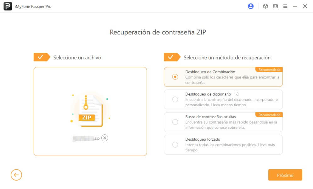 desbloquear contraseña Zip con Passper Pro
