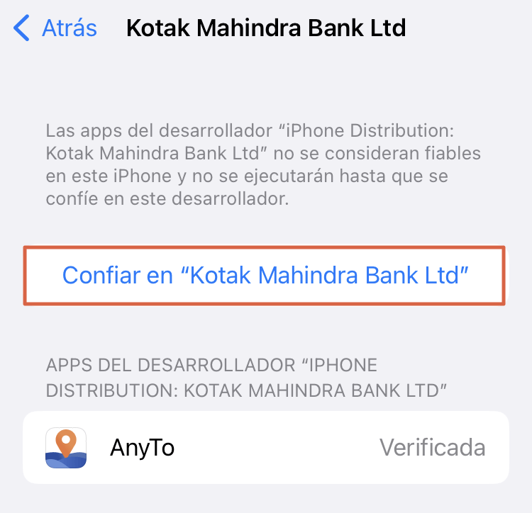 confiar en el desarrollador en iPhone