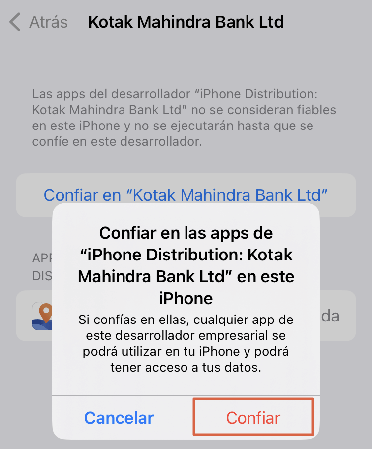 Confirmar confianza de desarrollador