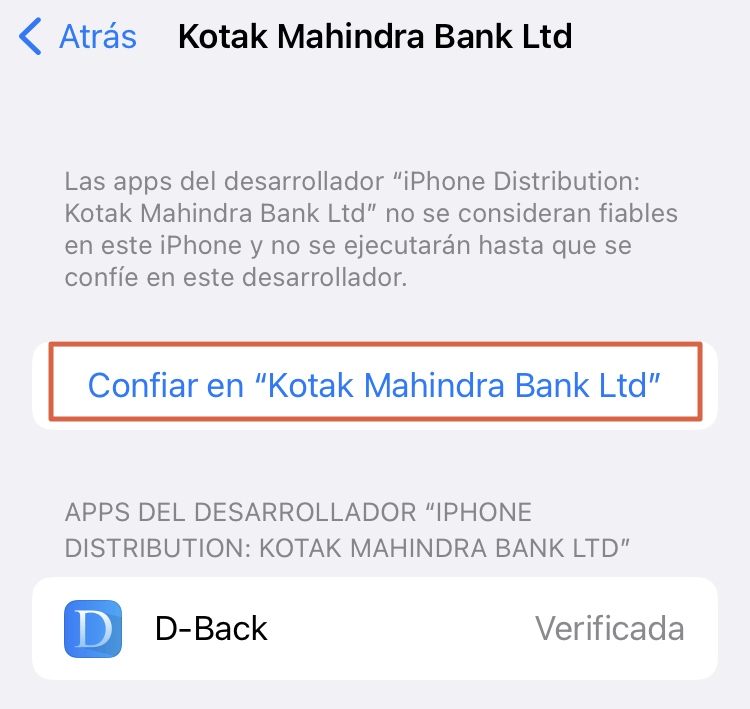 confiar en el desarrollador en iPhone