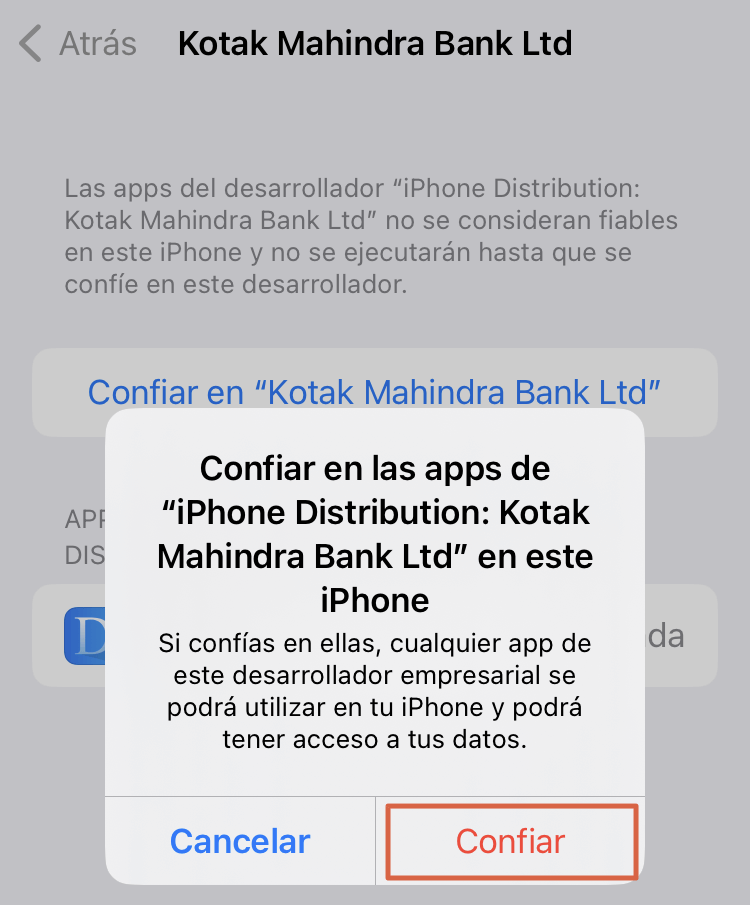 Confirmar confianza de desarrollador