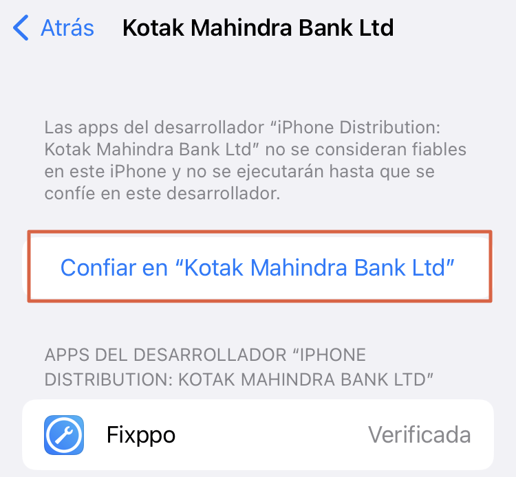 confiar en el desarrollador en iPhone