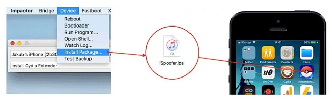 copiar el enlace de IPA de iSpoofer a la URL de IPA e instalar el paquete