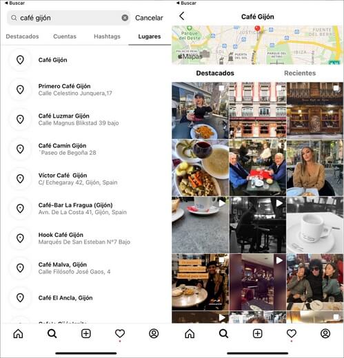 buscar cafeter铆a en Instagram