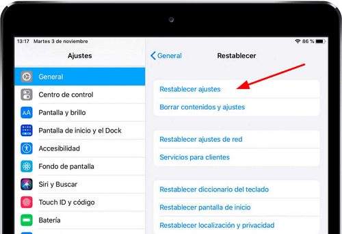 solucionar iPad no se conecta a WiFi restableciendo todas las configuraciones