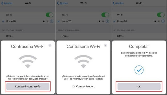 compartir la contraseña WiFi en iPhone