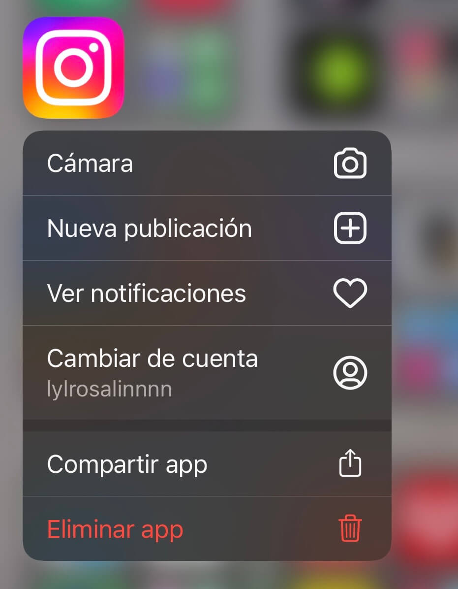 Eliminar aplicación Instagram