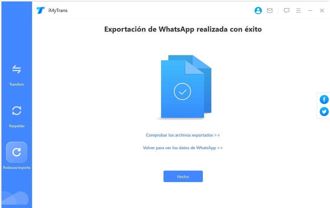 Exportar con éxito los archivos de WhatsApp