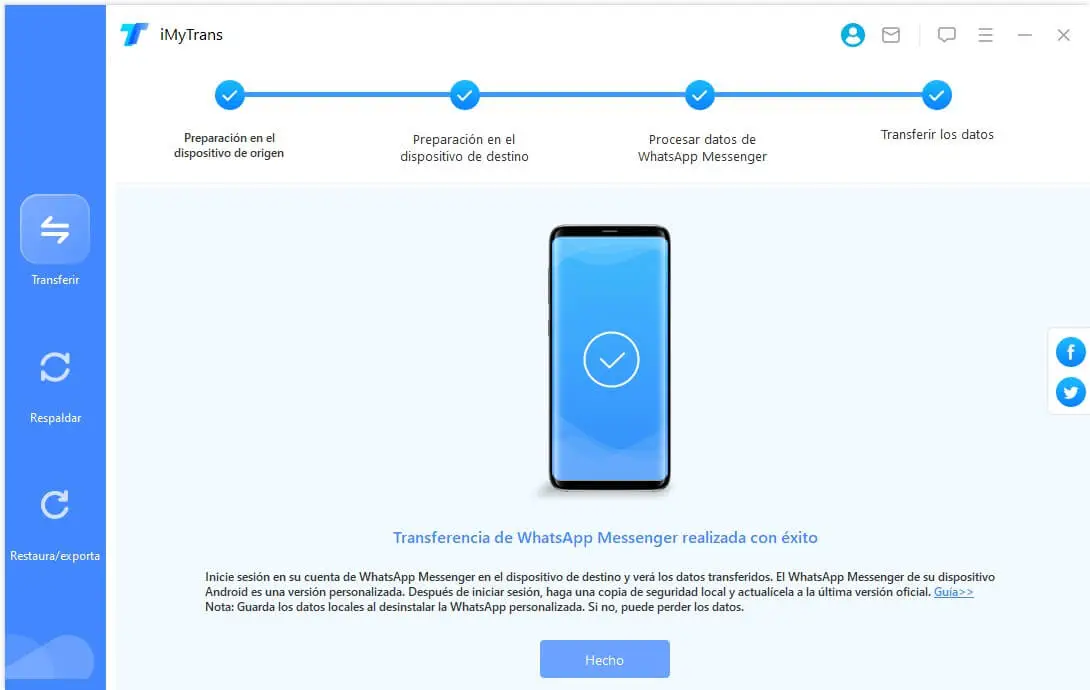 Finaliza la transferencia