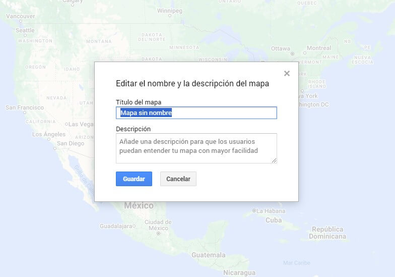 Asignar un nombre al mapa en Google Maps