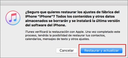 restablecer el iPhone sin el ID de Apple a travÃ©s de iTunes