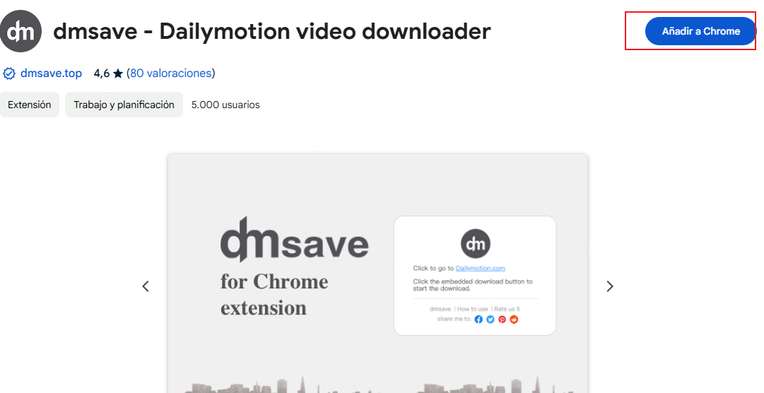 añadir dmsave en chrome para descargar videos de dailymotion
