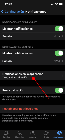 Activa Las Notificaciones de WhatsApp seleccionar las notificaciones