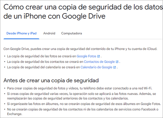respaldar WhatsApp iPhone en Google Drive
