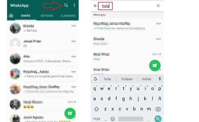 Buscar mensajes de WhatsApp en Android en todos los chats