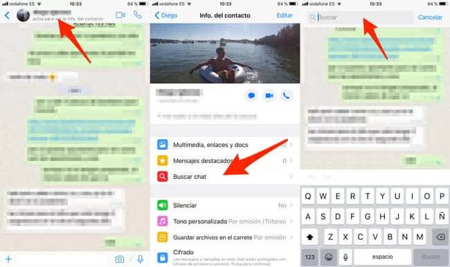 Buscar mensajes de WhatsApp en iPhone dentro de un chat