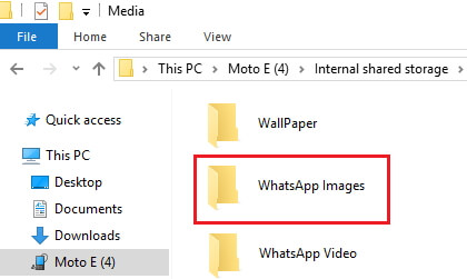 Carpeta whatsapp en memoria interna del PC