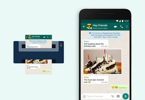 drukowanie czatów i zdjęć z WhatsApp