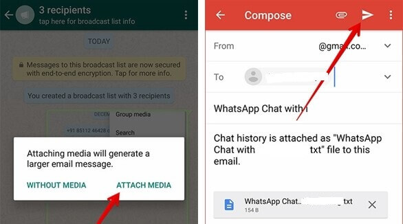 Kliknij, aby wyeksportować rozmowy WhatsApp