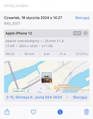 informacje o zdjęciu iPhone'a