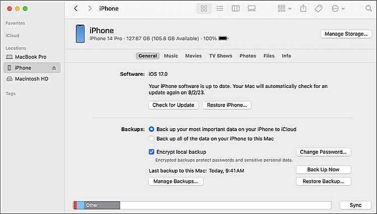 Odzyskiwanie usuniętych filmów z iPhone'a za pomocą iTunes/Finder