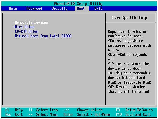 arrancar ordenador desde USB utilizado BIOS