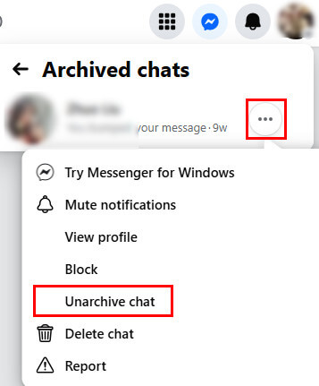 Przywracanie czatu w Messengerze