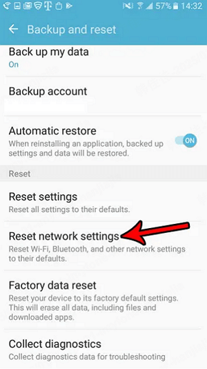 Zresetuj ustawienia sieciowe Android