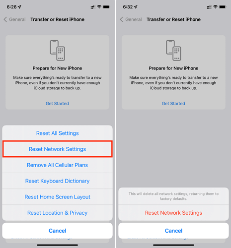 zresetowanie ustawień sieciowych iPhone'a