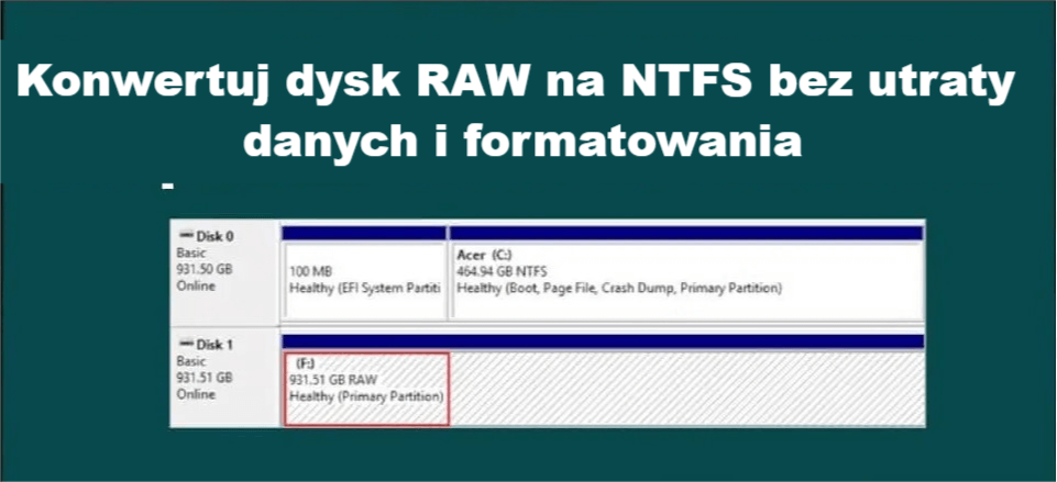 konwertuj RAW na NTFS bez utraty danych