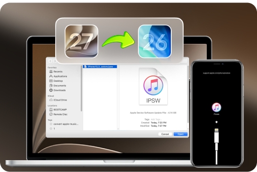 downgrade ios 26 to ios 18 via itunes