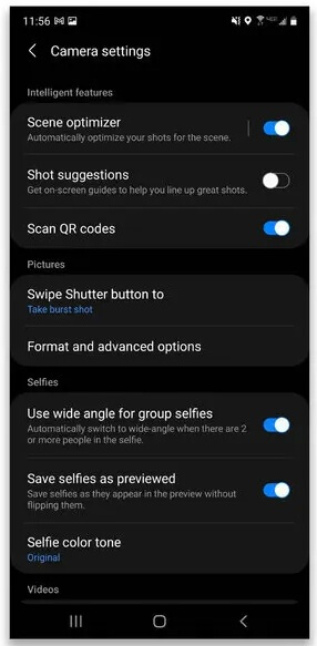 open camera qr code scanning in settings