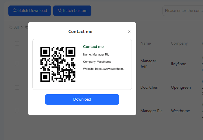download qr code for multiple contacts