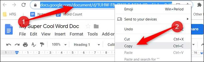 copy google docs url