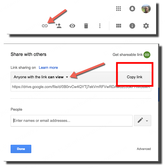 copy link on google drive