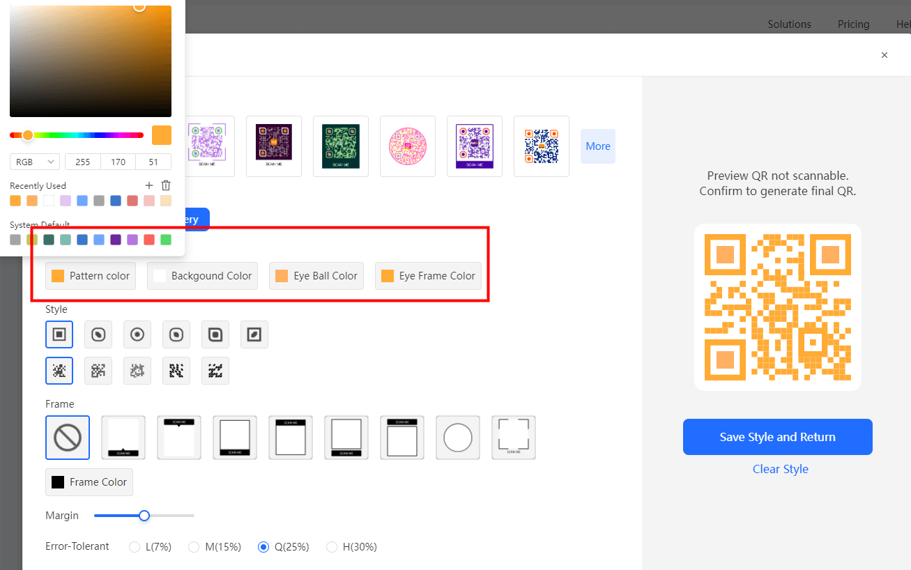 customize orange qr code