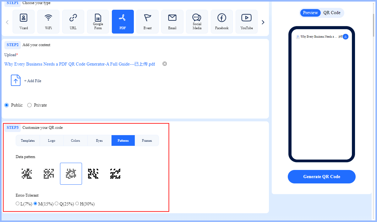 customize qr code for document