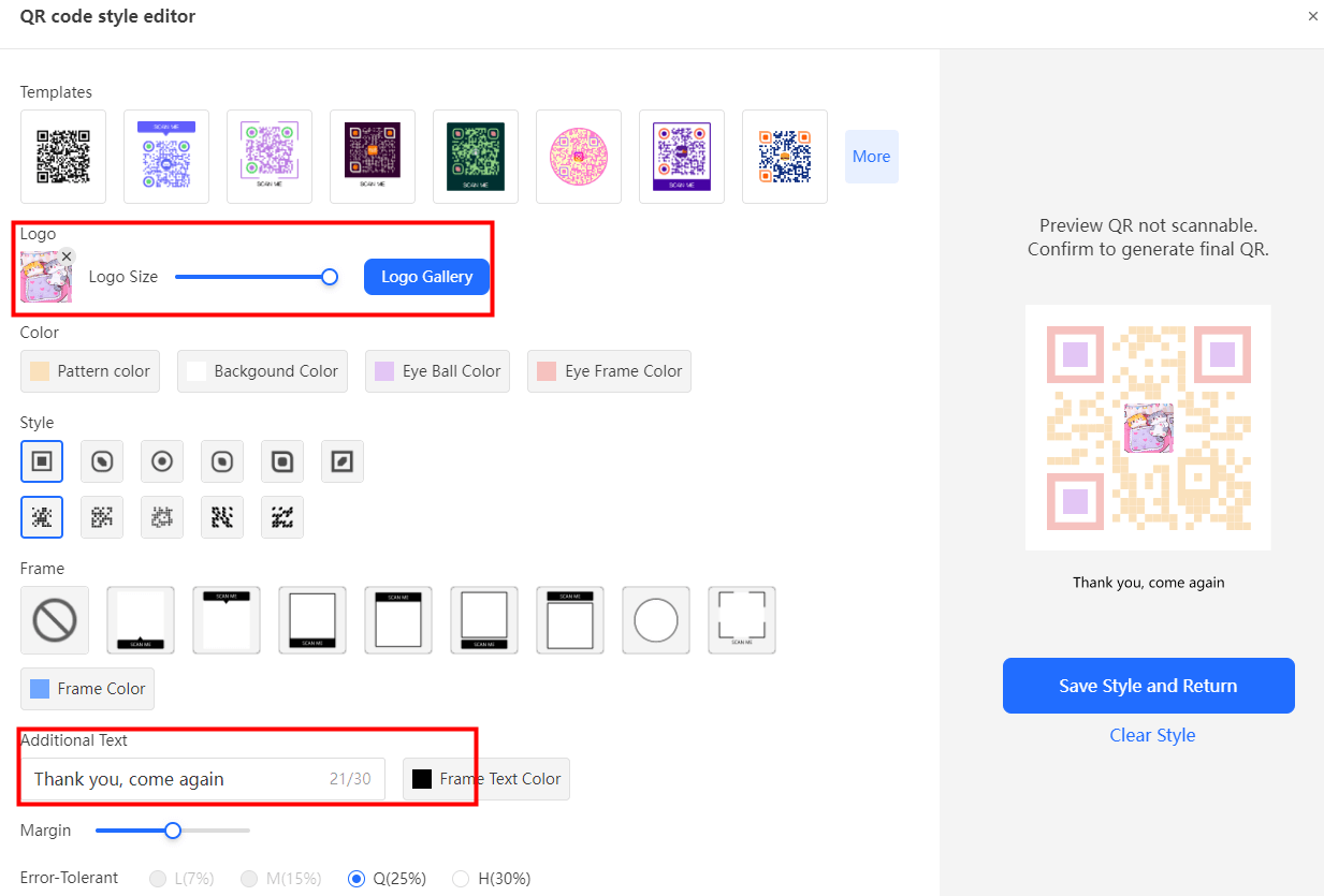 design customized qr codes for mii groups